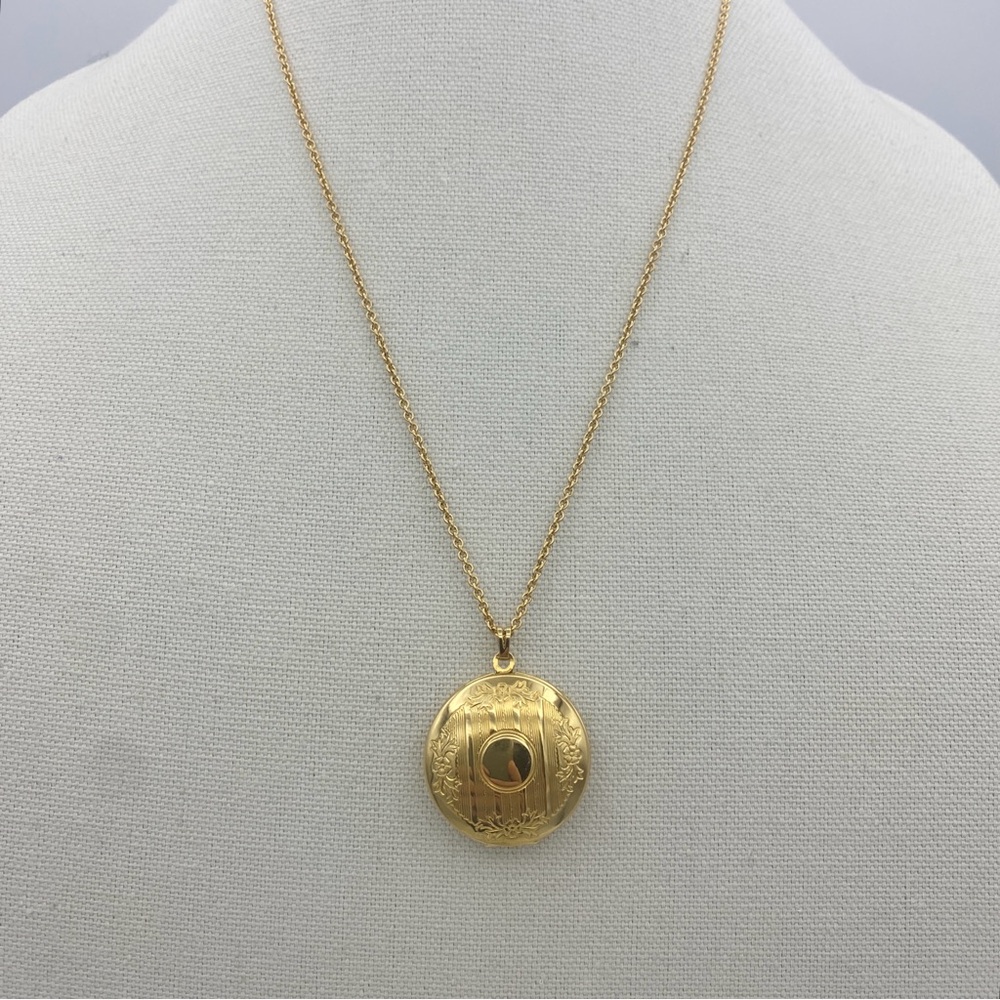 Monet Gold tone Round Locket Necklace